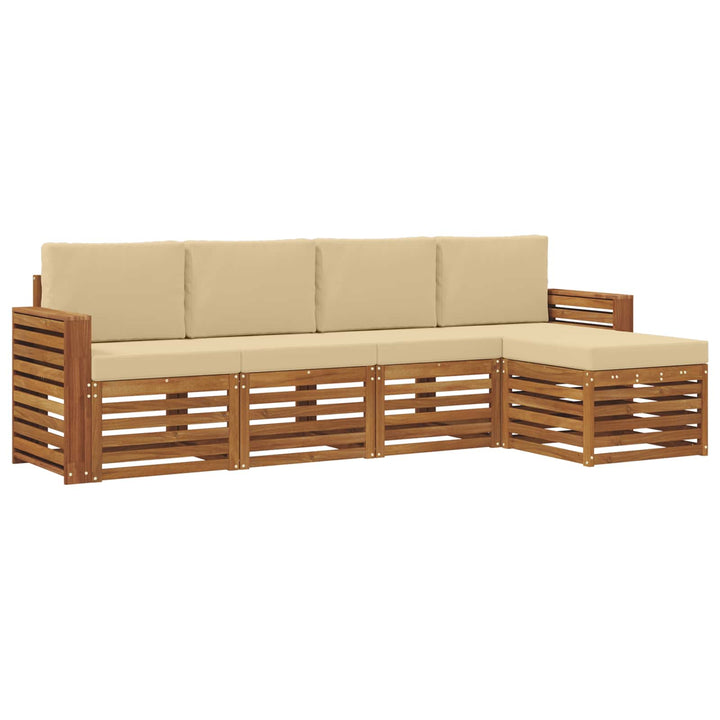 Udendørs sofagruppe med pude 5 pcs Naturlig og Beige