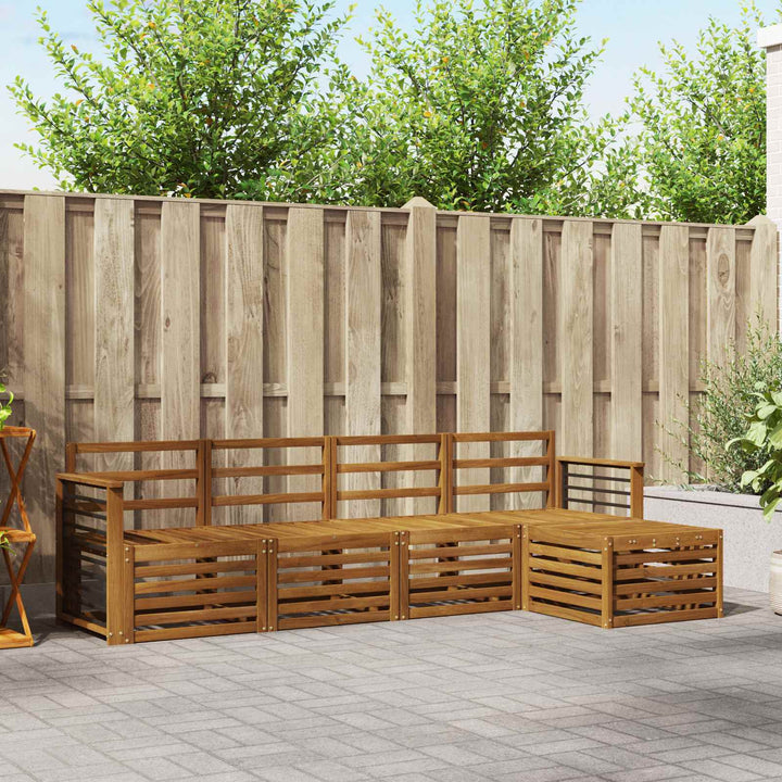Sofasæt 5 pcs Naturfarvet Massivt Akacietræ