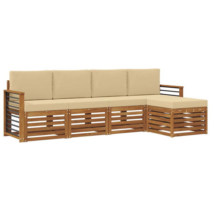Udendørs sofagruppe med pude 5 pcs Naturlig og Beige