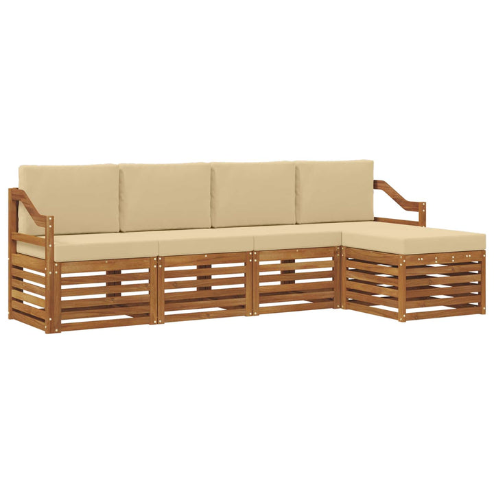 Udendørs sofagruppe med pude 5 pcs Naturlig og Beige