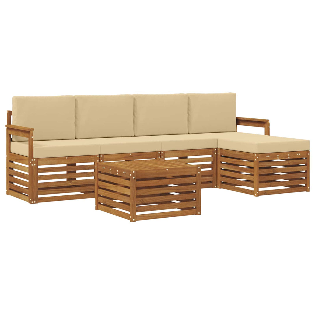 Udendørs sofagruppe med pude 6 pcs Naturlig og Beige