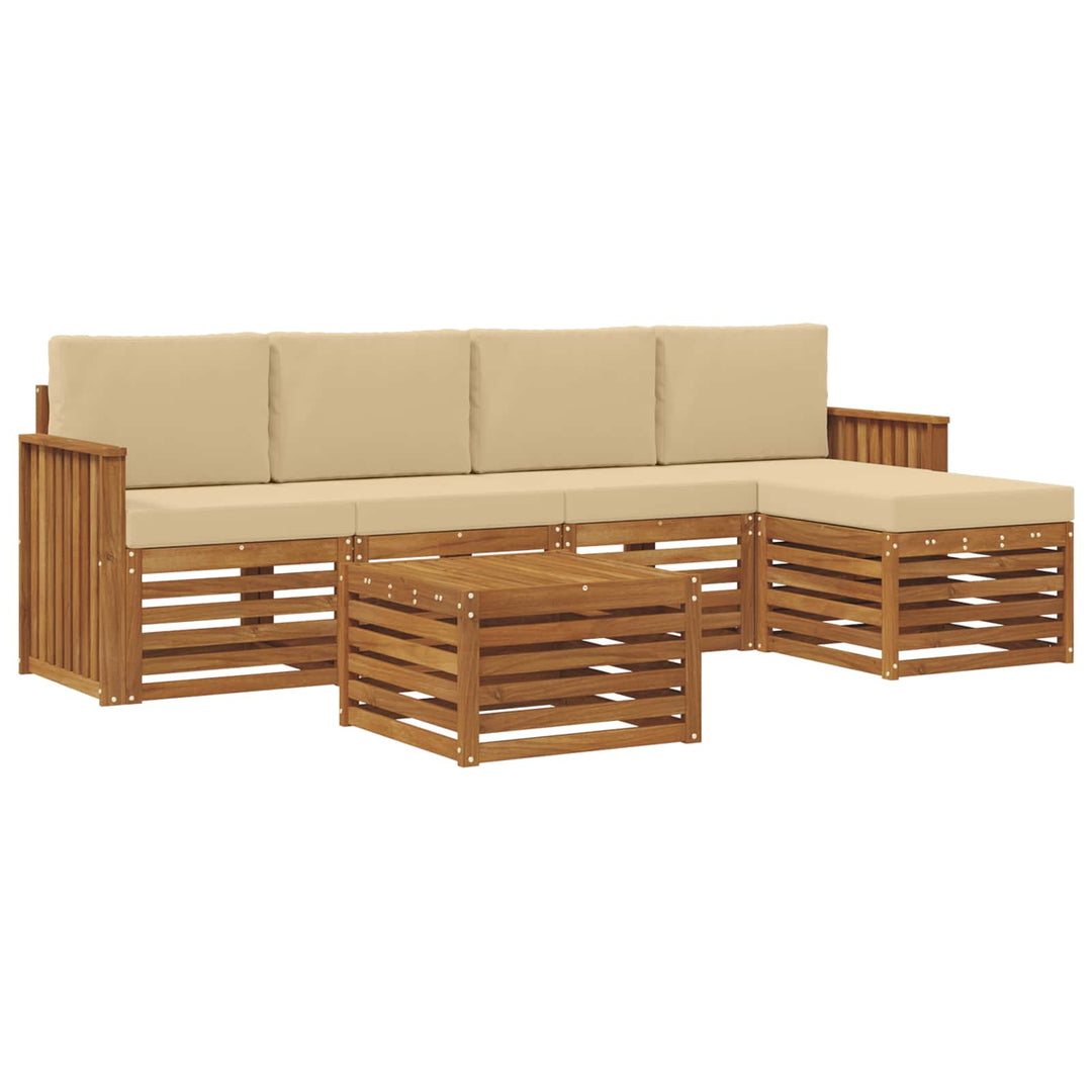 Udendørs sofagruppe med pude 6 pcs Naturlig og Beige