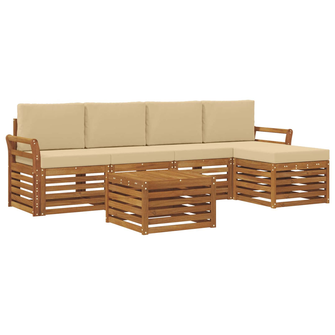 Udendørs sofagruppe med pude 6 pcs Naturlig og Beige