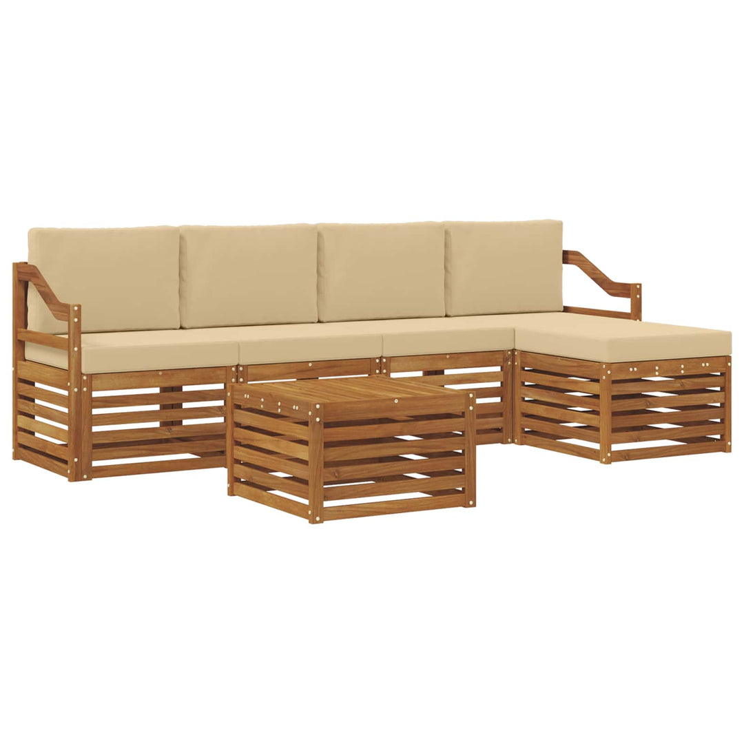Udendørs sofagruppe med pude 6 pcs Naturlig og Beige