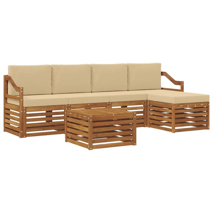 Udendørs sofagruppe med pude 6 pcs Naturlig og Beige