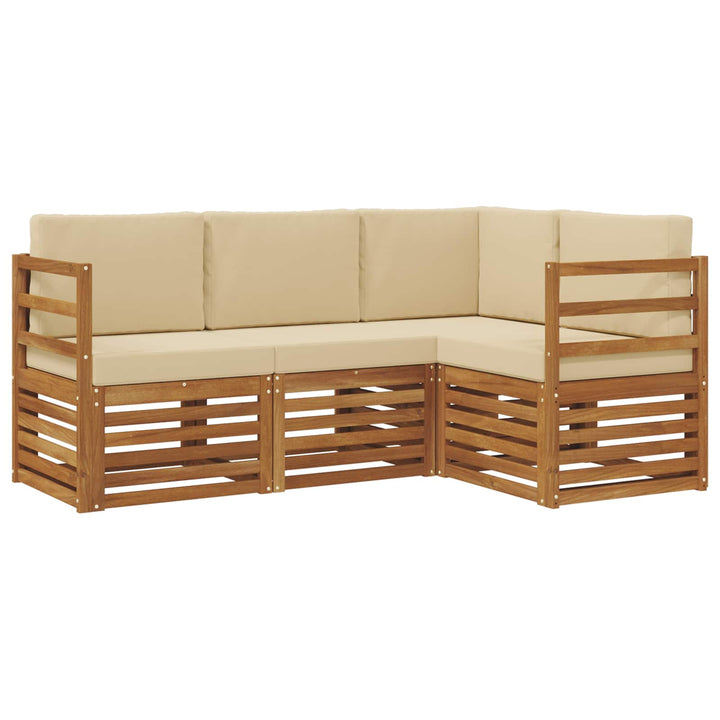 Sofasæt med pude 4 pcs Naturlig og Beige Massivt Akacietræ