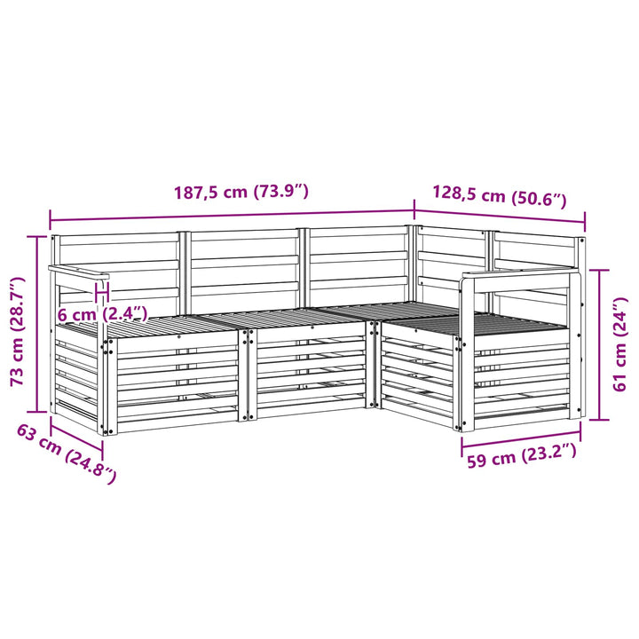 Sofasæt 4 pcs Naturfarvet Massivt Akacietræ