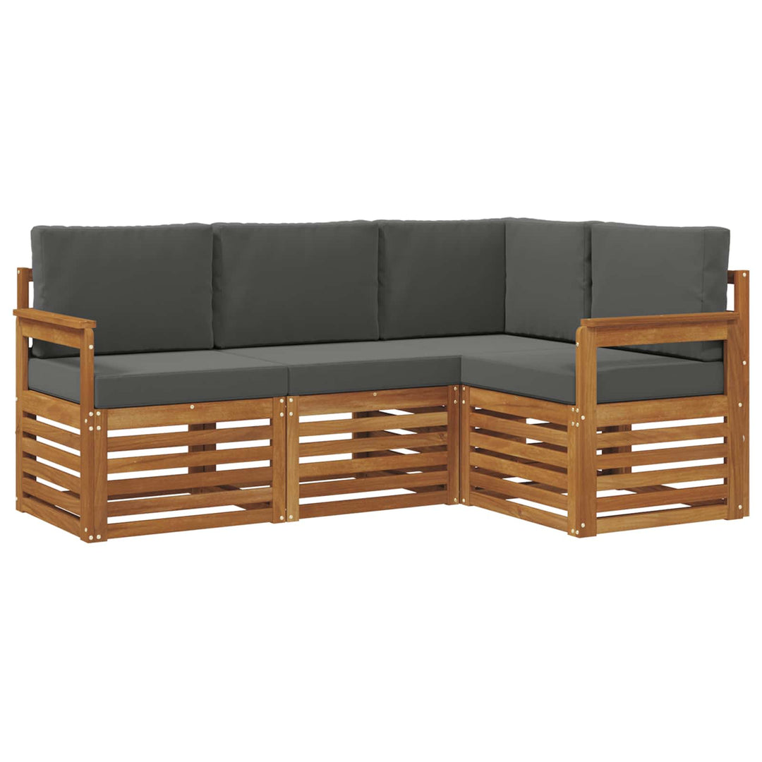 Sofasæt med pude 4 pcs Naturlig og Antracit Massivt Akacietræ