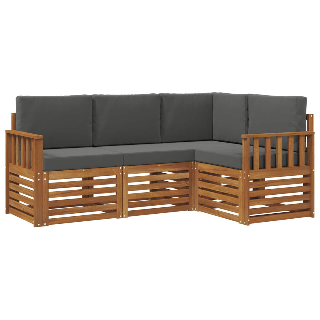 Sofasæt med pude 4 pcs Naturlig og Antracit Massivt Akacietræ