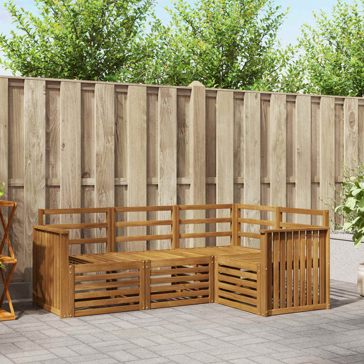 Sofasæt 4 pcs Naturfarvet Massivt Akacietræ