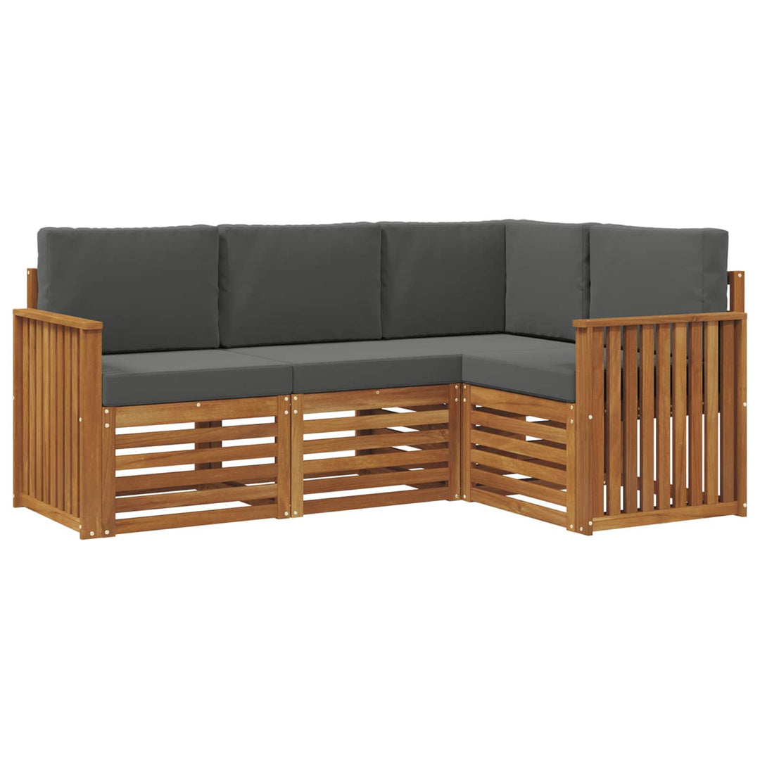 Sofasæt med pude 4 pcs Naturlig og Antracit Massivt Akacietræ