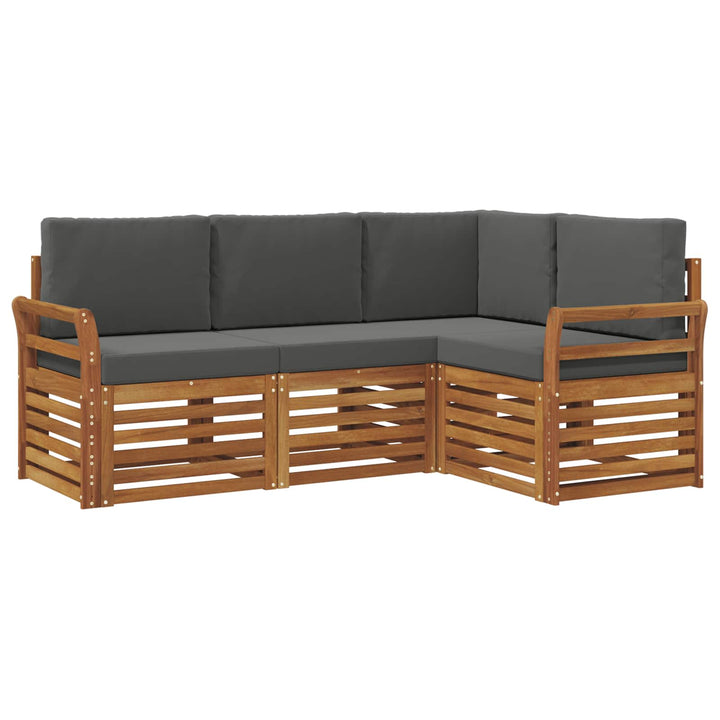 Sofasæt med pude 4 pcs Naturlig og Antracit Massivt Akacietræ