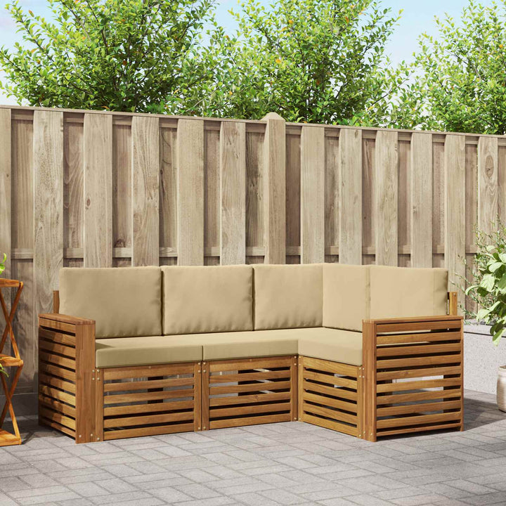 Udendørs sofagruppe 4 stk. Naturlig og Beige Polyester