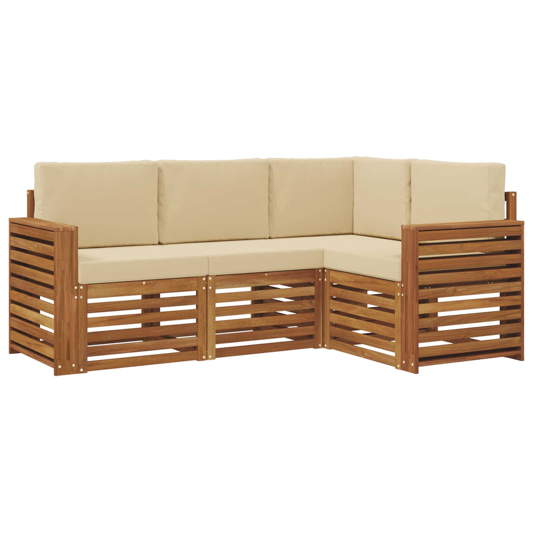 Udendørs sofagruppe 4 stk. Naturlig og Beige Polyester