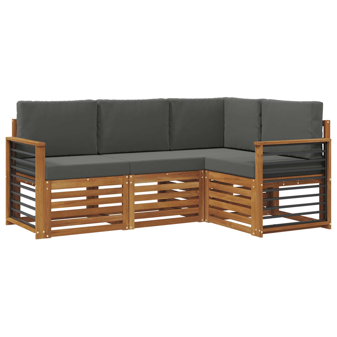 Udendørs sofagruppe 4 stk. Naturlig og Antracit Polyester