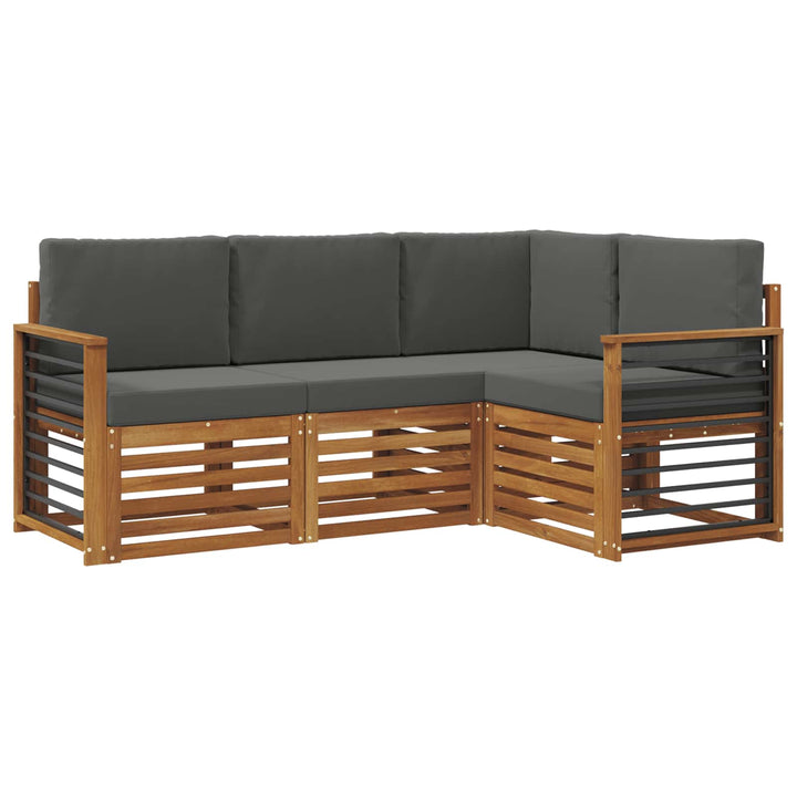 Udendørs sofagruppe 4 stk. Naturlig og Antracit Polyester