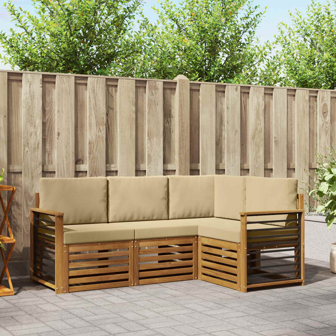 Udendørs sofagruppe 4 stk. Naturlig og Beige Polyester