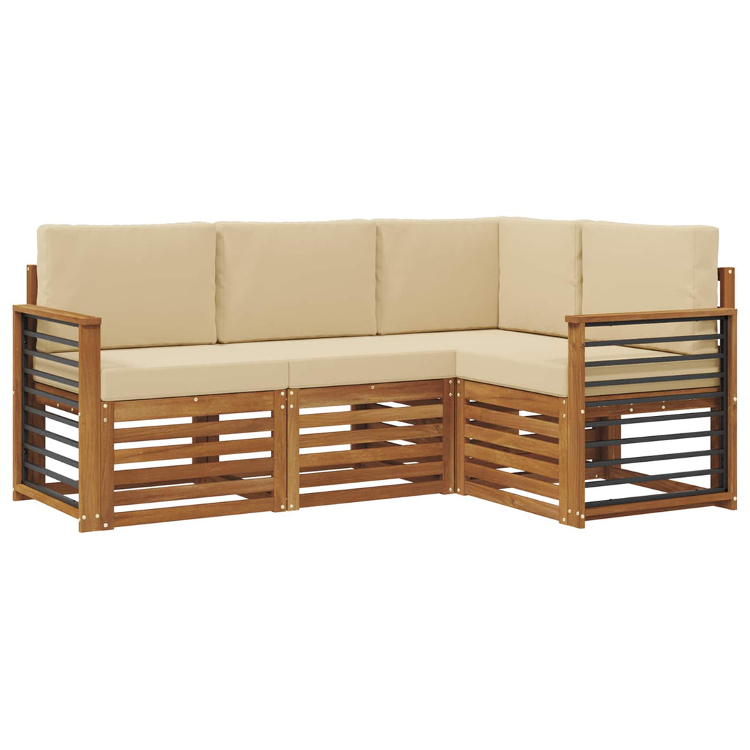 Udendørs sofagruppe 4 stk. Naturlig og Beige Polyester