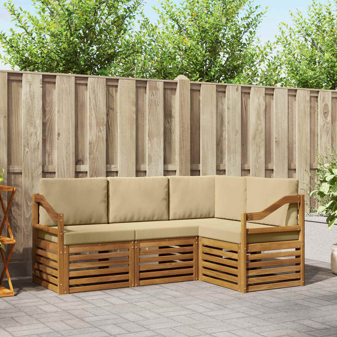 Udendørs sofagruppe 4 stk. Naturlig og Beige Polyester