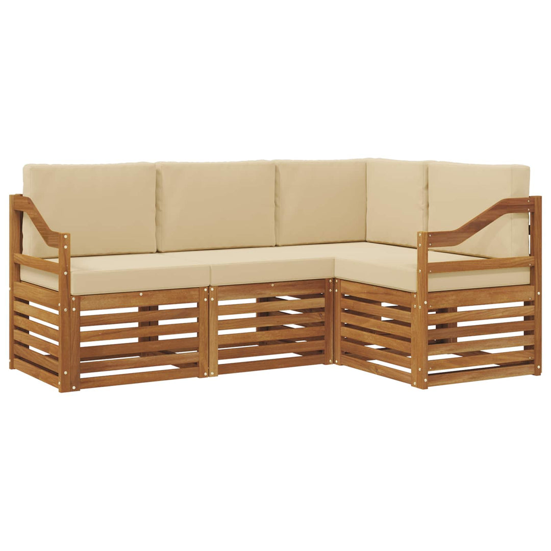 Udendørs sofagruppe 4 stk. Naturlig og Beige Polyester