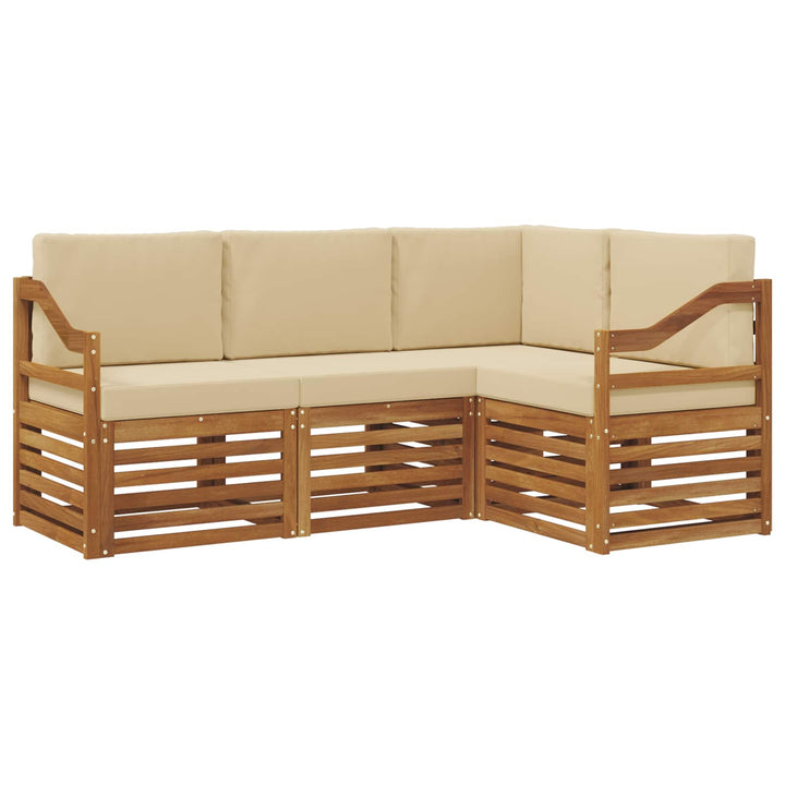 Udendørs sofagruppe 4 stk. Naturlig og Beige Polyester