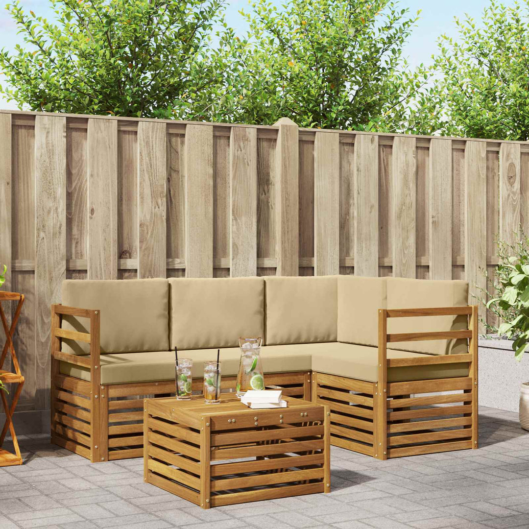 Udendørs sofagruppe 5 stk. Naturlig og Beige Polyester