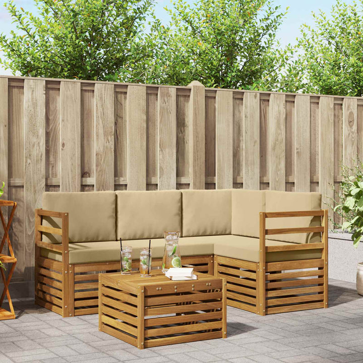 Udendørs sofagruppe 5 stk. Naturlig og Beige Polyester