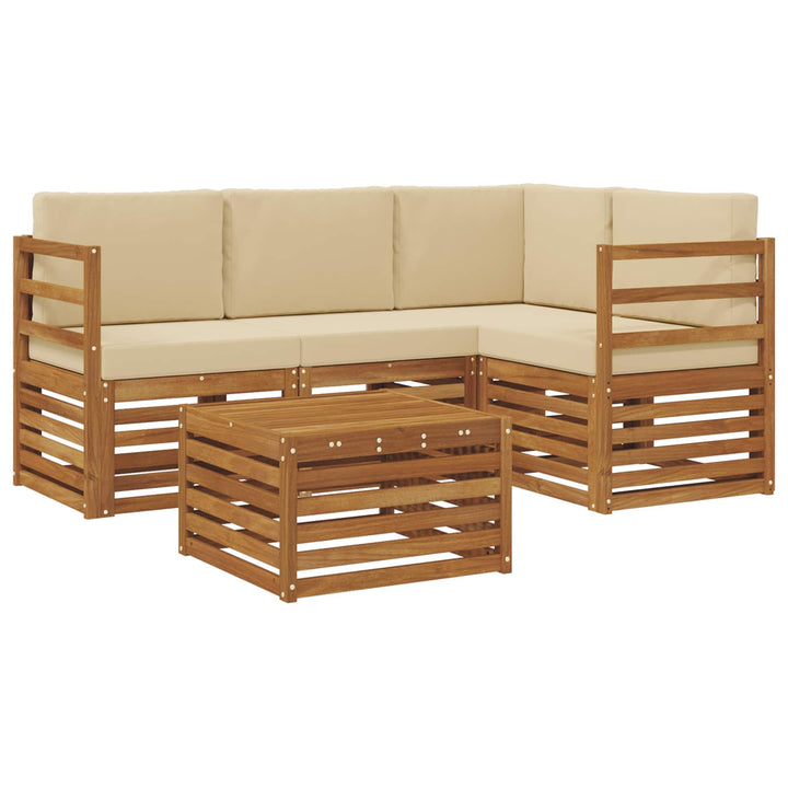 Udendørs sofagruppe 5 stk. Naturlig og Beige Polyester