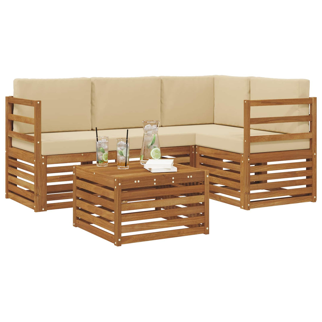 Udendørs sofagruppe 5 stk. Naturlig og Beige Polyester