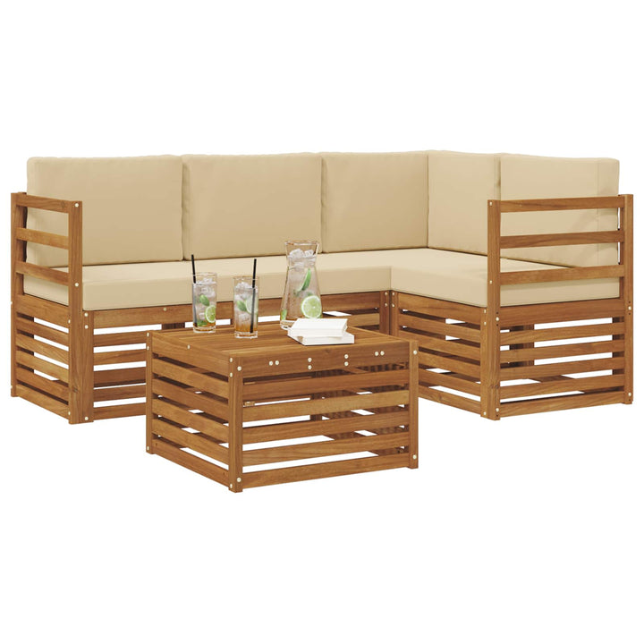 Udendørs sofagruppe 5 stk. Naturlig og Beige Polyester