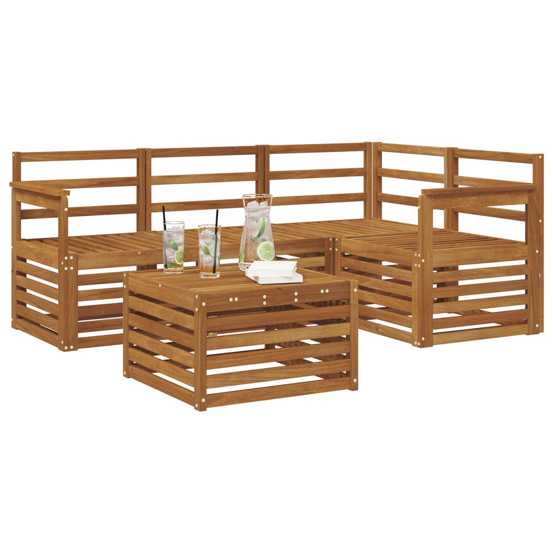 Udendørs sofagruppe 5 stk. Naturfarvet Polyester
