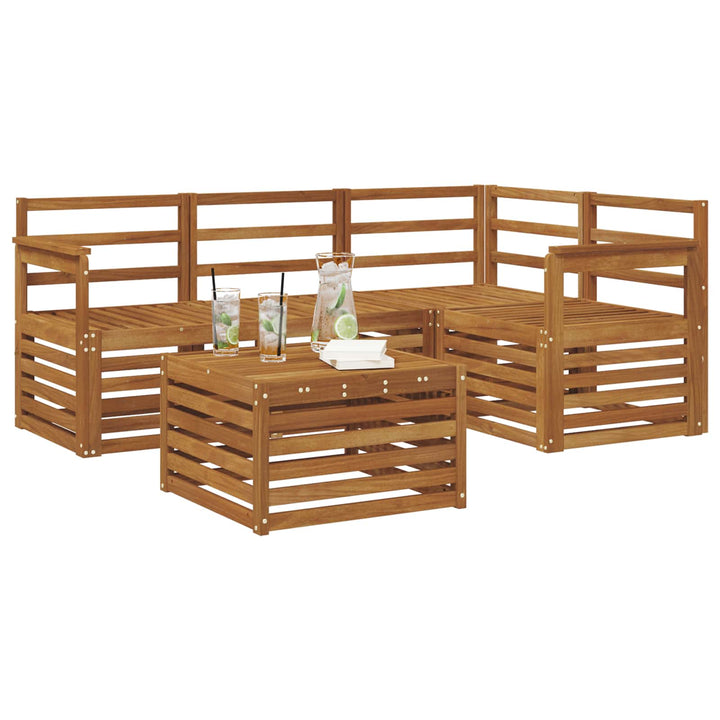 Udendørs sofagruppe 5 stk. Naturfarvet Polyester