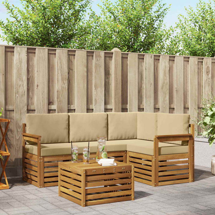Udendørs sofagruppe 5 stk. Naturlig og Beige Polyester
