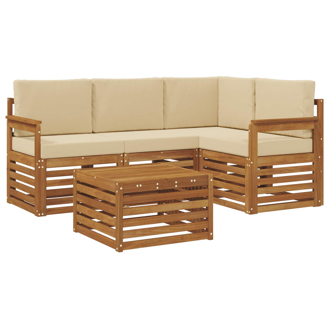 Udendørs sofagruppe 5 stk. Naturlig og Beige Polyester