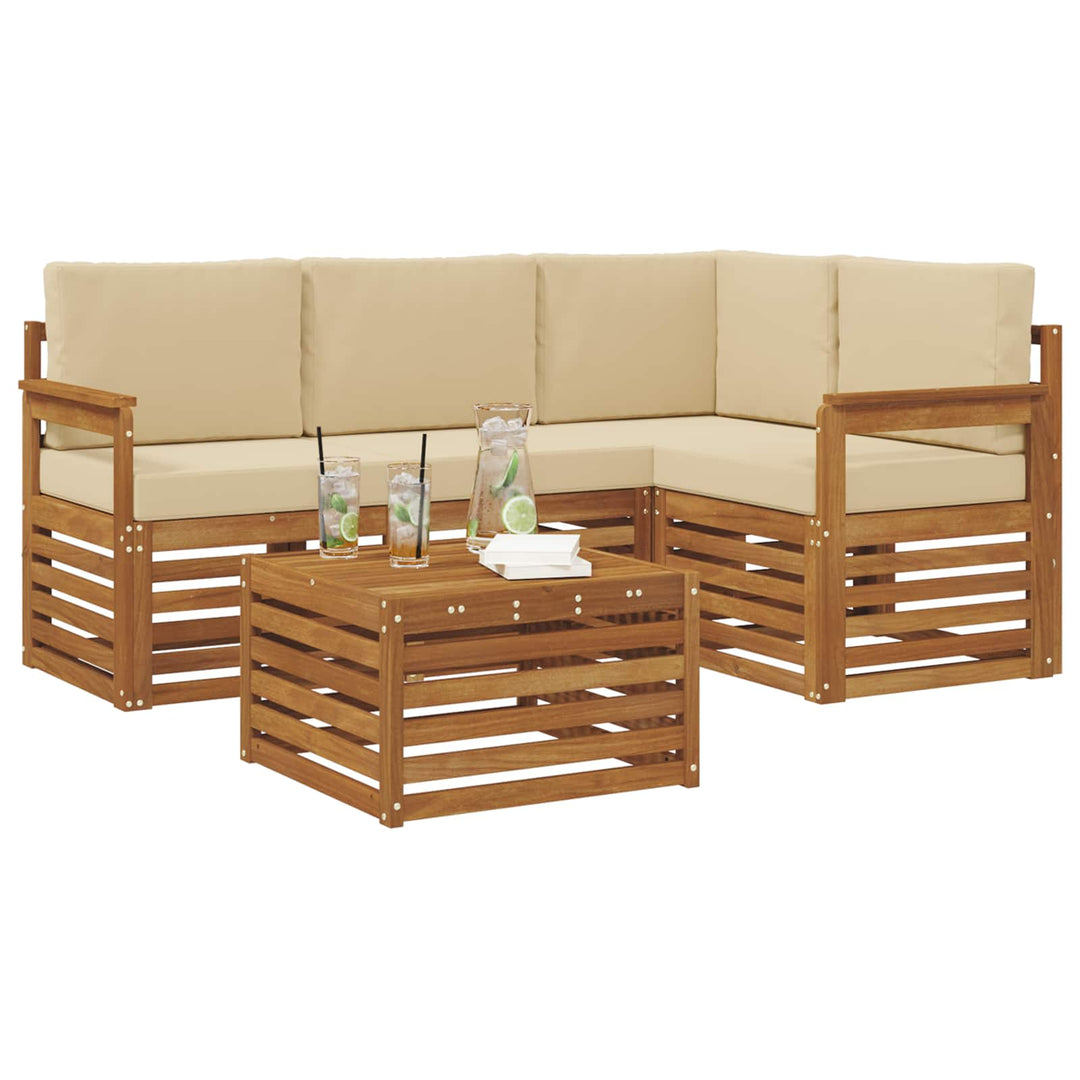 Udendørs sofagruppe 5 stk. Naturlig og Beige Polyester