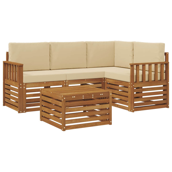 Udendørs sofagruppe 5 stk. Naturlig og Beige Polyester