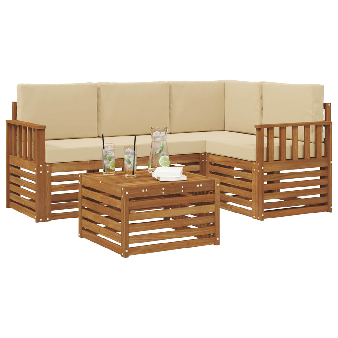 Udendørs sofagruppe 5 stk. Naturlig og Beige Polyester