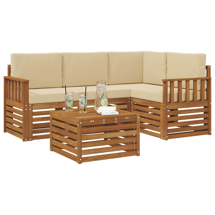 Udendørs sofagruppe 5 stk. Naturlig og Beige Polyester