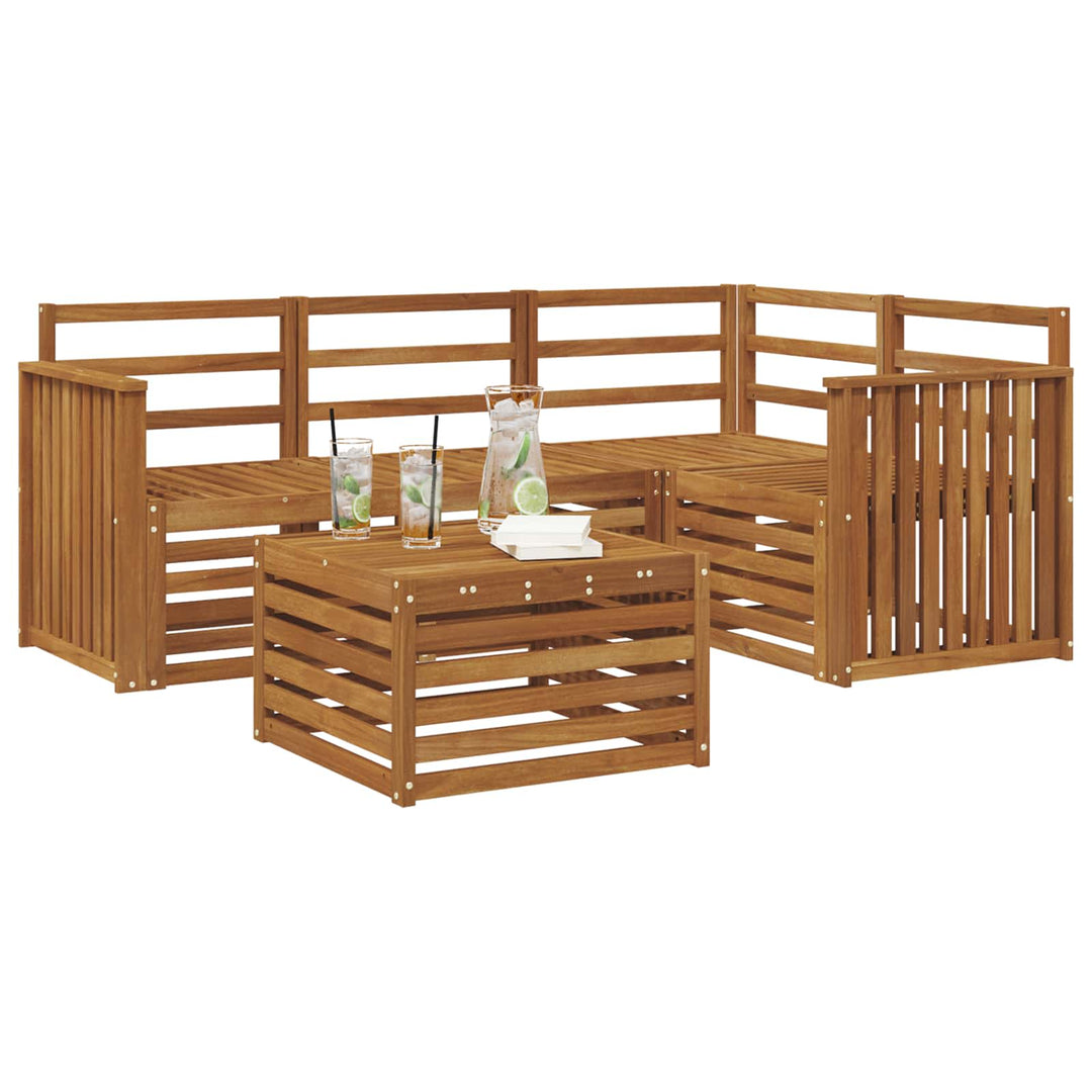 Udendørs sofagruppe 5 stk. Naturfarvet Polyester
