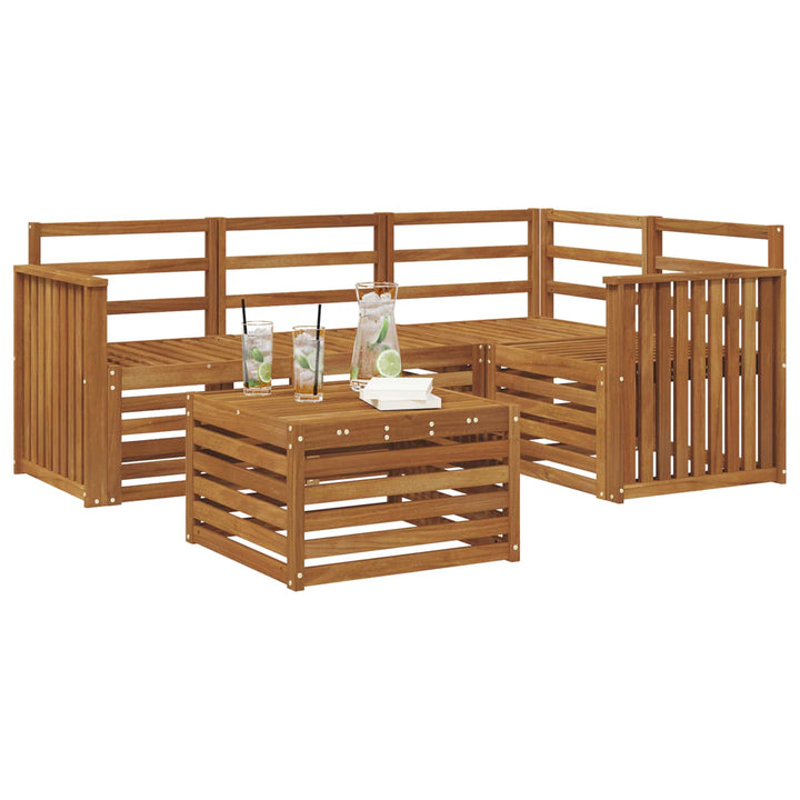 Udendørs sofagruppe 5 stk. Naturfarvet Polyester