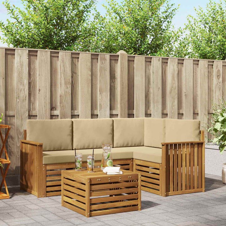 Udendørs sofagruppe 5 stk. Naturlig og Beige Polyester