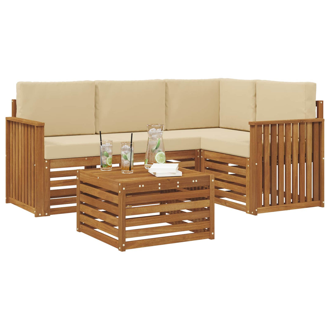 Udendørs sofagruppe 5 stk. Naturlig og Beige Polyester