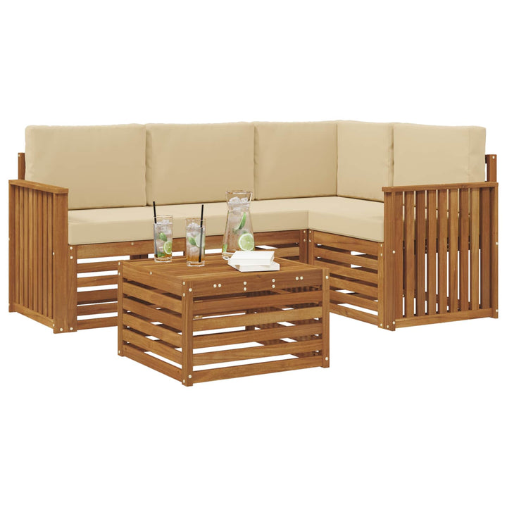 Udendørs sofagruppe 5 stk. Naturlig og Beige Polyester