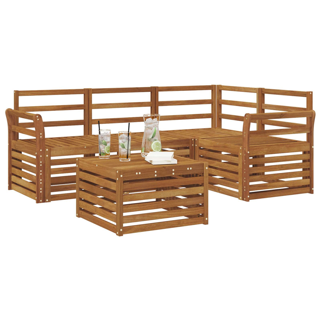 Udendørs sofagruppe 5 stk. Naturfarvet Polyester