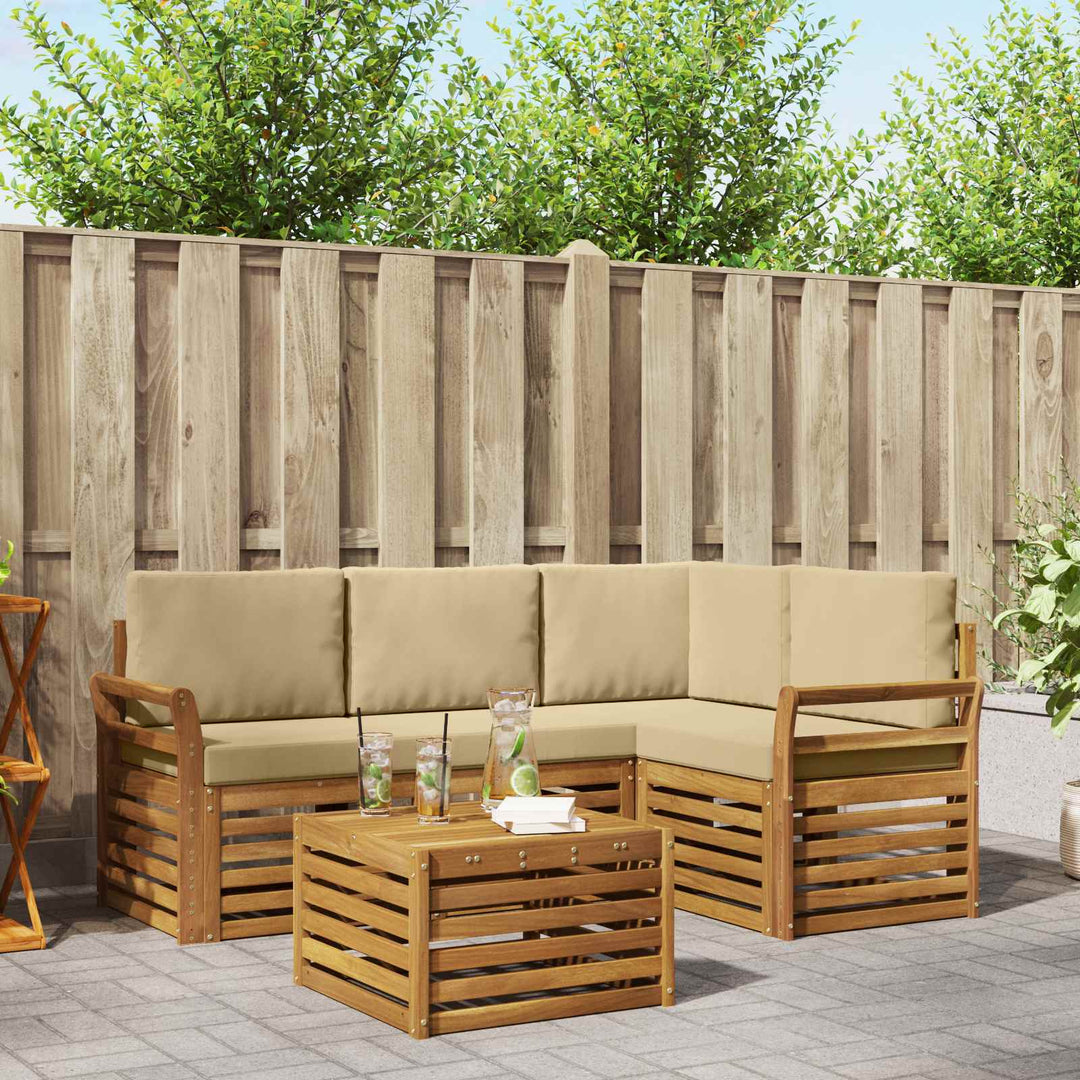 Udendørs sofagruppe 5 stk. Naturlig og Beige Polyester