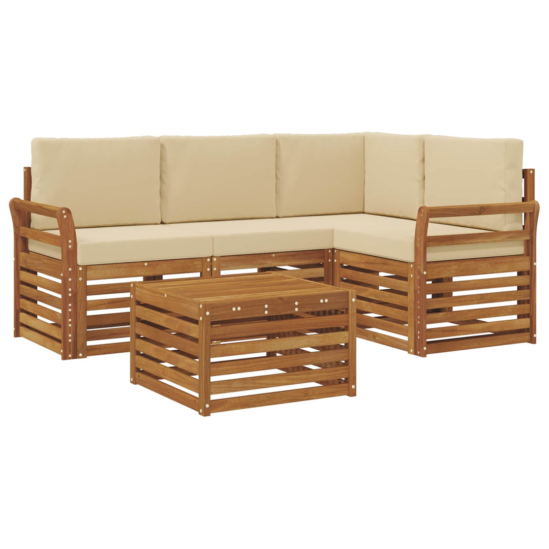 Udendørs sofagruppe 5 stk. Naturlig og Beige Polyester