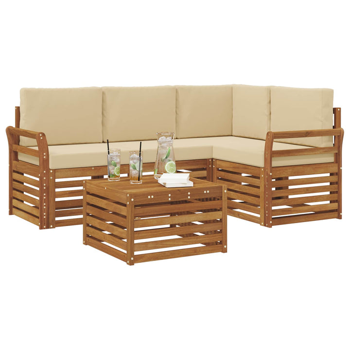 Udendørs sofagruppe 5 stk. Naturlig og Beige Polyester