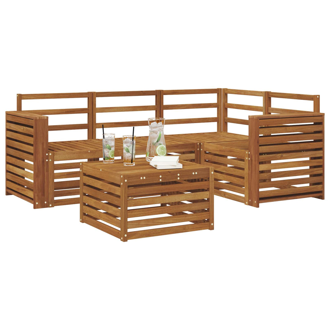Udendørs sofagruppe 5 stk. Naturfarvet Polyester