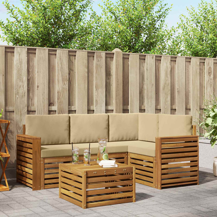 Udendørs sofagruppe 5 stk. Naturlig og Beige Polyester