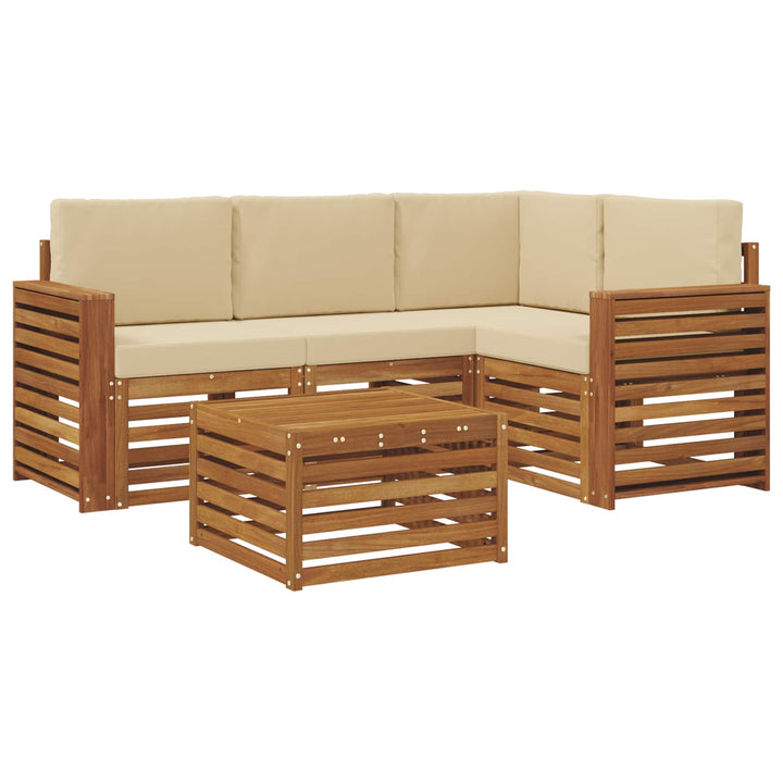 Udendørs sofagruppe 5 stk. Naturlig og Beige Polyester